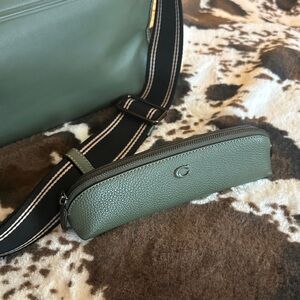 Coach Green Leather Key & Card Holder Set